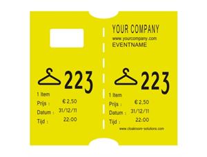 Garderobebilletter til CoatcheckOneFive gule garderobelapper (4.550 stk) 